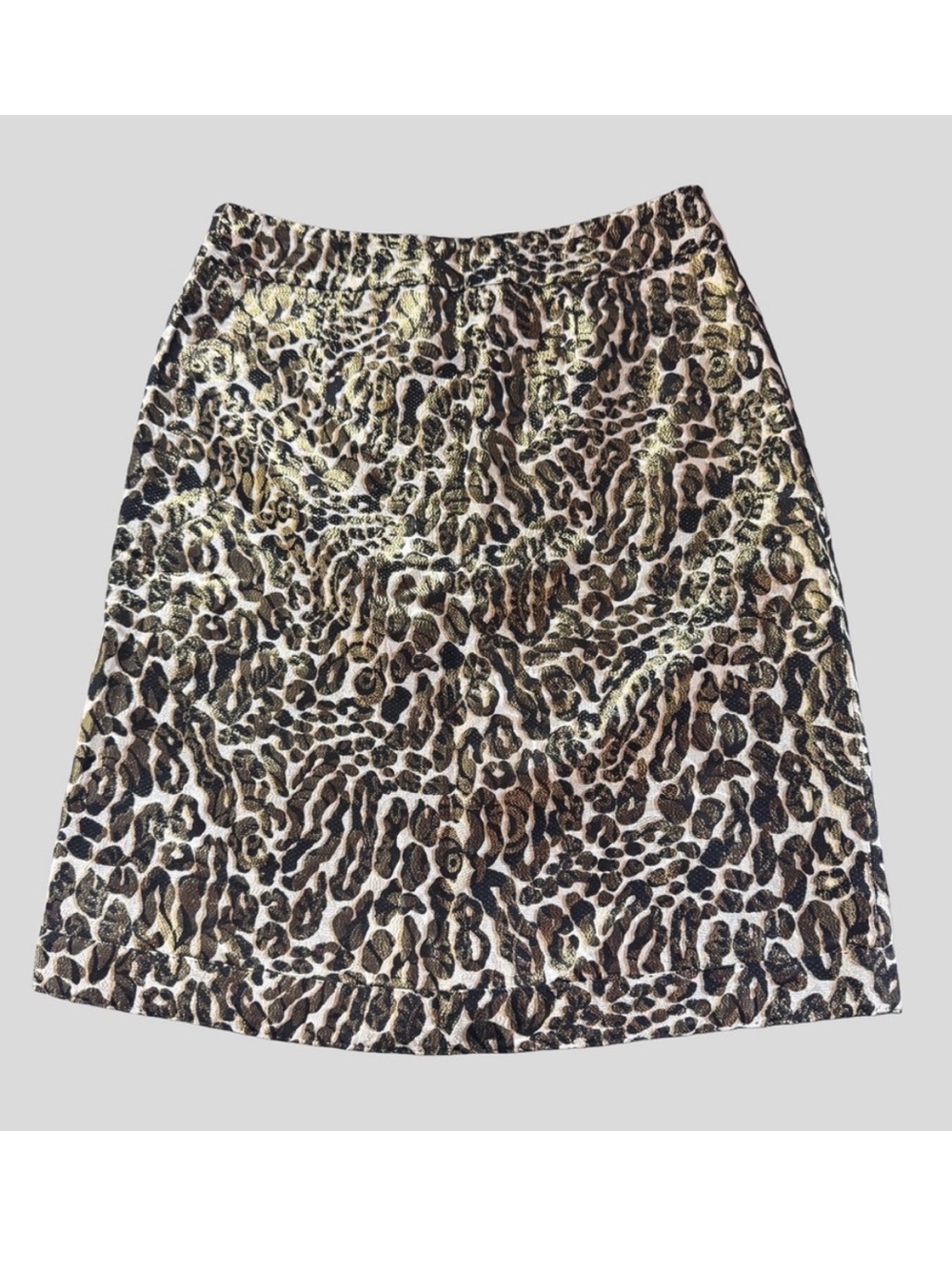 Tory Burch Silk Blend Metallic Animal Print Leopard Pencil Skirt Size 10